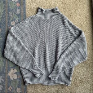Blue/Gray Women's Handmade Turtleneck Rollneck Sweater